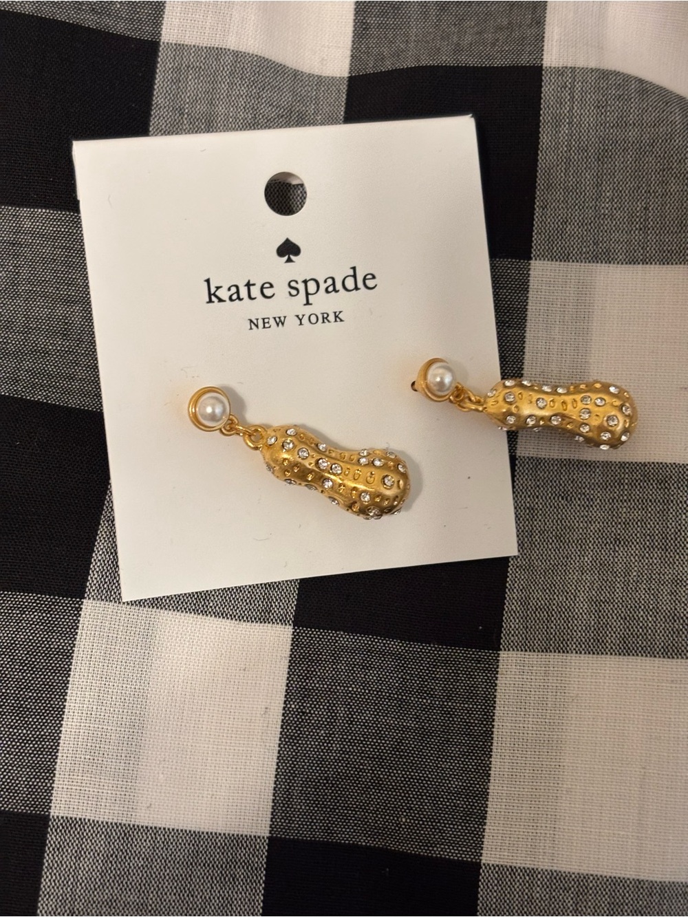 kate spade Gold Pearl & Crystal Peanut Drop Earrings